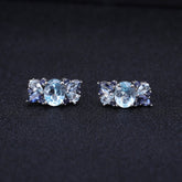 Natural Topaz Special Rectangel Silver Studs Earrings for Women